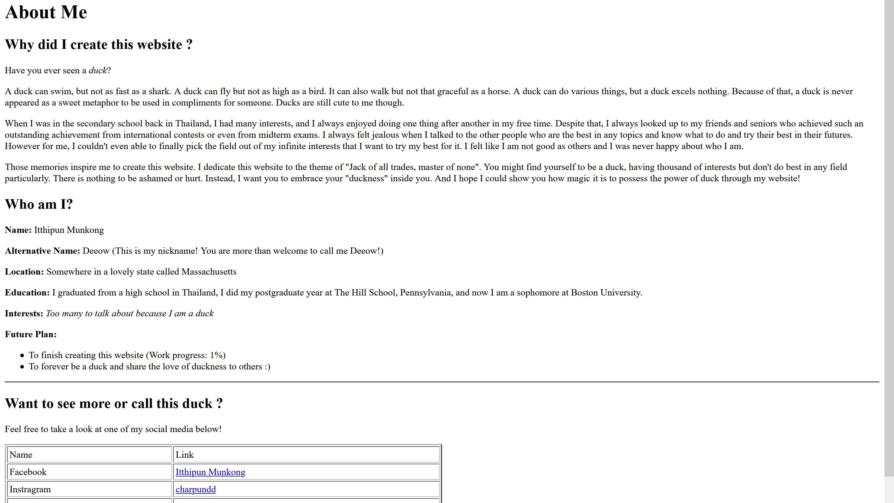 First Version of Ducky Deeow Website