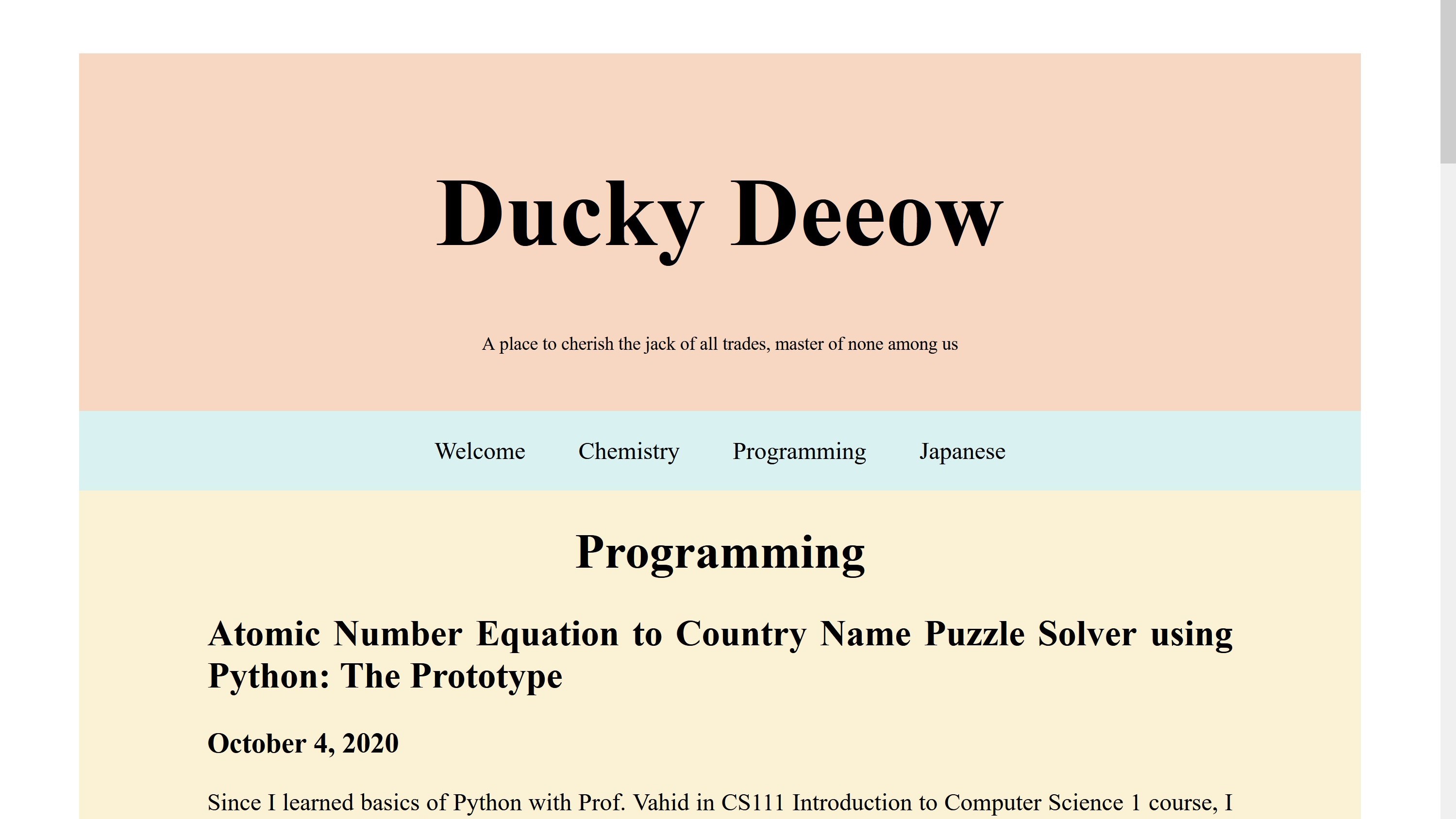 Third Version of Ducky Deeow Website