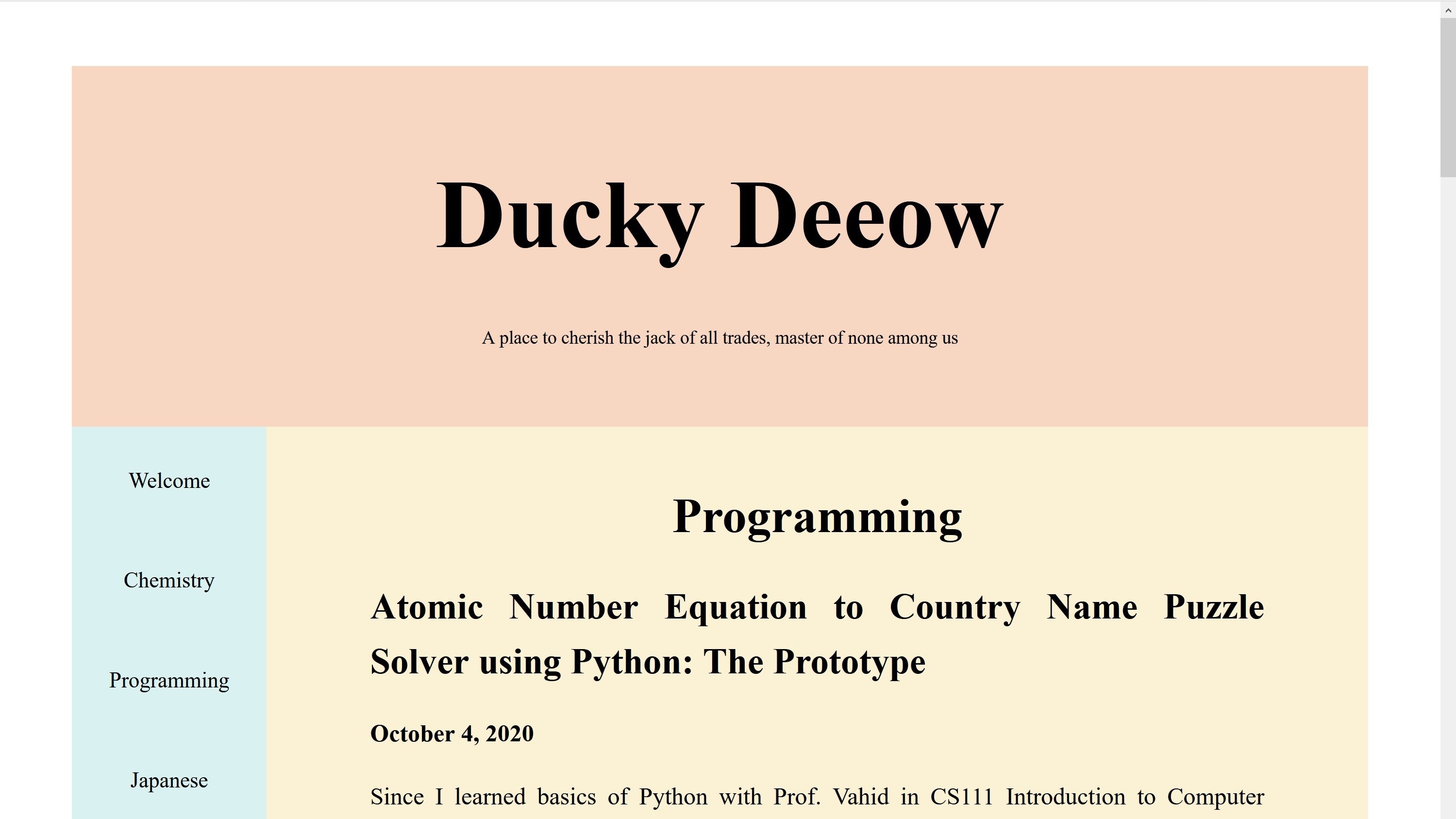 Fourth Version of Ducky Deeow Website